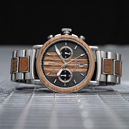 Original Grain Men's Brewmaster 44Mm Analog Watch | Alterra Chrono Collection, 316L Stainless Steel, Adjustable Watch Band | 10Atm Water-Resistant & Scratch-Resistant | Bracelet Wrist Watch For Men #TOP1