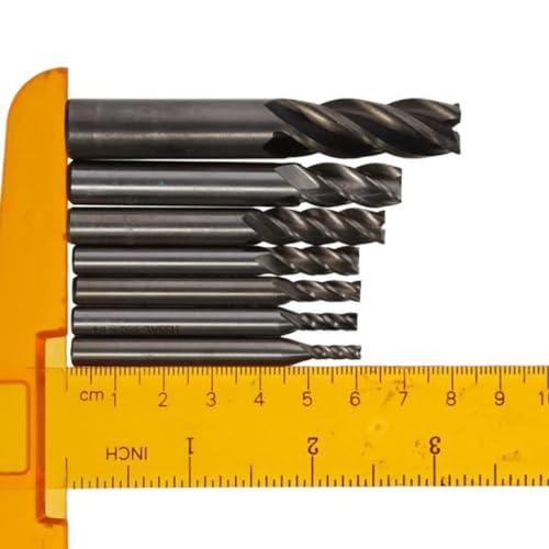 Image of Cutting Milling Tools 8Pcs 1 /16 inch-1 /2 inch Durable Silver Mill Tool Cutters Practical 4-Flute End Mill Bits Wood Aluminum Steel Titanium