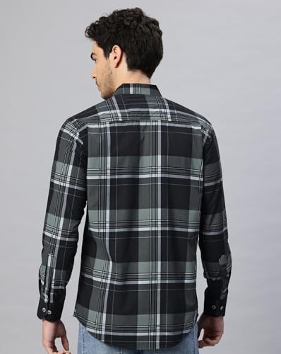 Image of Majestic Man Men's Pure Cotton Cargo Checks Shirt with Dual Flap Pockets - Slim Fit | Full Sleeve | Casual Wear | Trendy & Comfortable