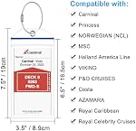 Cruise Luggage Tag Holders, Wisdompro 5 Pack Clear Waterproof PVC Pouch with Zip Seal and Steel Loops for Cruise Ships, Travel - Blue Zip