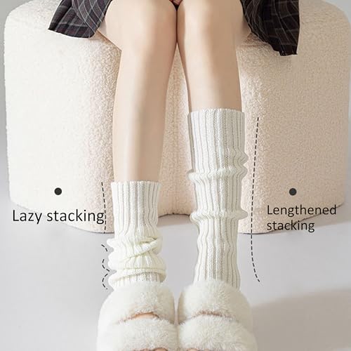 2-Pack Lolita Leg Warmers - Womens Lolita Knit Long Socks Leg Warmers, Kawaii Knitted Boot Japanese Harajuku Style Ankle Socks for Women2