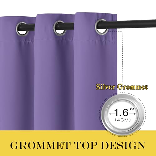 NICETOWN Lilac Purple Blackout Curtains for Bedroom/Living Room 132 Inch Length - Thermal Insulated Room Darkening Grommet Top Window Curtains (100 by 132 - Inch, 1 Panel)