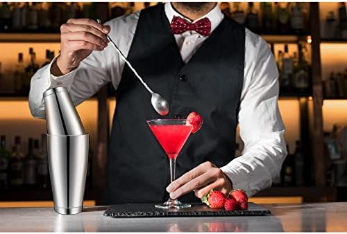 10 Pcs Cocktail Shaker Tin Set, Professional Bar Shaker Boston Cocktail Shakers, Weighted Shake Can, Stainless Steel Martini Shaker Drink Mixer Basic Tools for Bartending and Home Bar - 18oz & 28oz - Thumbnail 2