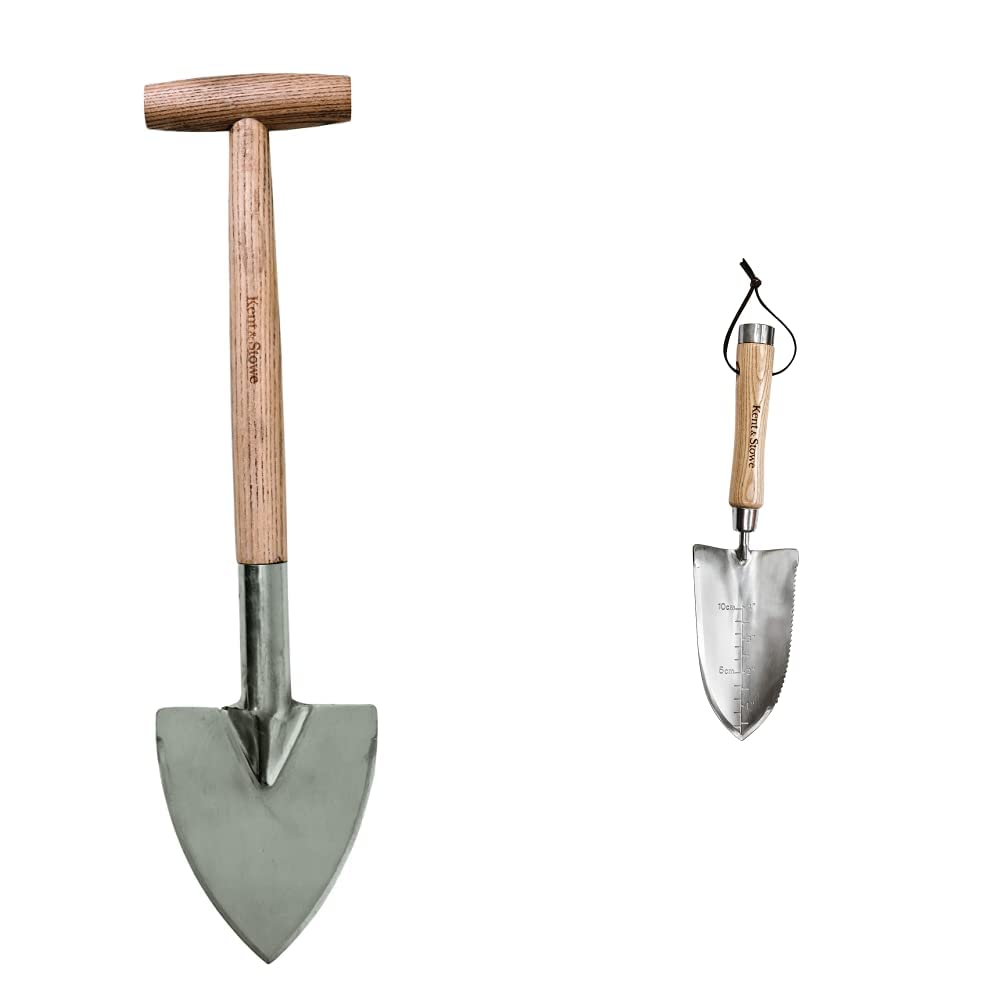 Kent & Stowe Staudenspaten – Profi-Spaten aus Edelstahl, für die Verwendung im Beet, 54 cm & Multifunktionshandschaufel – Pflanzschaufel aus Edelstahl für Jede Gartenarbeit, 32 cm