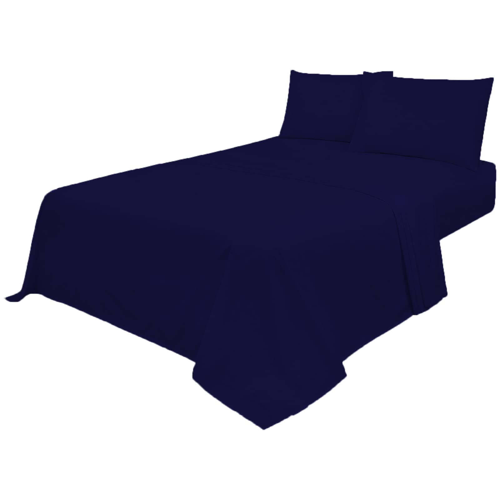 Voice7 Non Iron Navy 3pc Sheets Set (Fitted Sheet + Flat Sheet + One Pillow Case) Percale Super Poly Cotton Bedding Sets (Navy Blue, Single) โ image 1