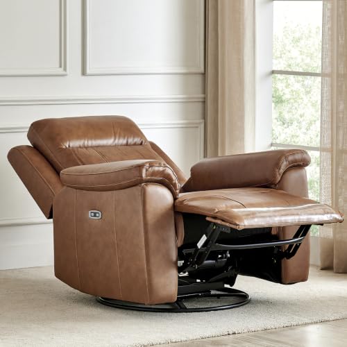 Image of Home Centre Nevil| Electric Recliner | Swivel Recliner|Half Leather|1 Seater Recliner|Tan1 Year Warranty