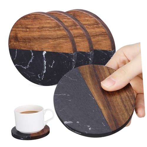Sous-verres ronds marbre anti-tache et isolation protège table - 2