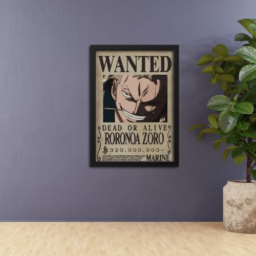 Image of inspire TA RORONOA ZORO Poster One Piece Anime Quotes Painting Wall Frame, Wall Art Laminated Poster With Black Frames (12 X 9 INCH)