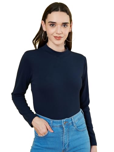 Image of Istyle Can Solid HIgh Neck Full Sleeve Stretchable Slim Fit Top for Women | Tops for Women | high Neck top for Women | Winter Tops for Women