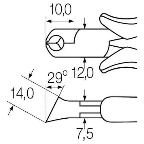 Wiha Schrägvornschneider Professional ESD breiter Kopf, ca. 29° mit kleiner Wate (26835) 115 mm für empfindliche elektronische Bauteile, Schutz von Komponenten durch elektrostatisch ableitendes Werkzeug, dissipativ, Werkzeug mit Oberflächenwiderstand