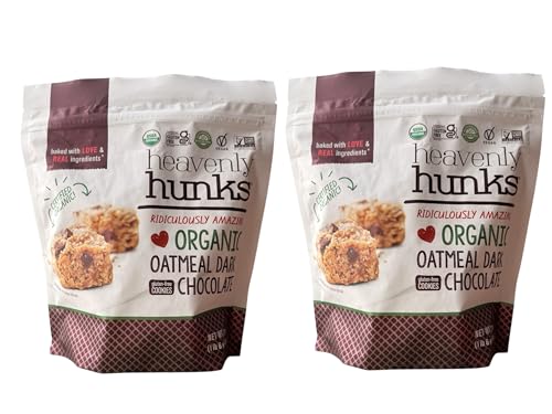 New Heavy Hunks Organic Oatmeal Dark Chocolate Cookies, Gluten-Free, Vegan, 1 lb 6 oz, 22 Servings/2packs/actual photo posted/Resealable pack image 4