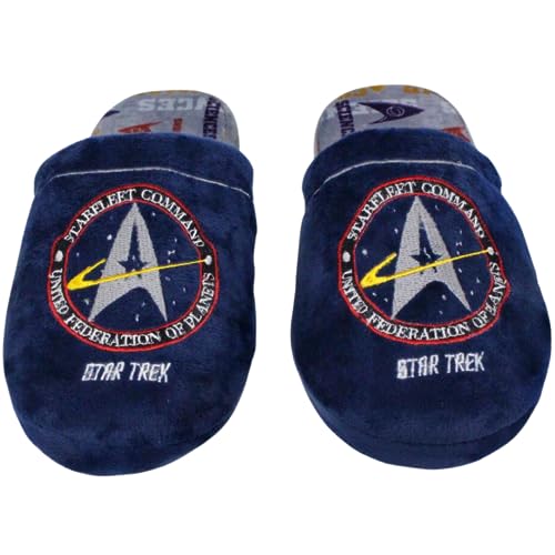 Star Trek Pantufa Chinelo Quarto Unissex Adulto Oficial Tamanho:P: (33/34 / 35);Cor:Azul