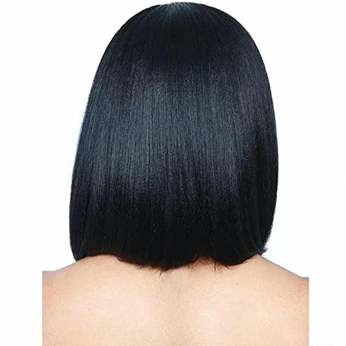 Perucas Femininas Cabelo Humano Natural Cabelo Curto Liso Cabeça de Bob Médio Altura dos Ombros Moda
