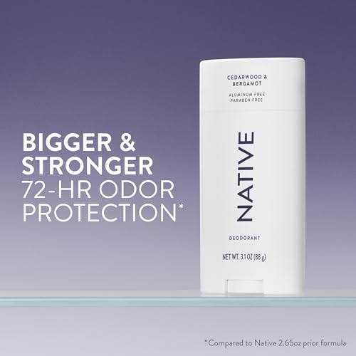 Image of Native Aluminum Free Deodorant, Cedarwood & Bergamot, Large Size Stick, 72 Hour Odor Control, for Women & Men, Contains Naturally Derived Ingredients, 3.1 oz