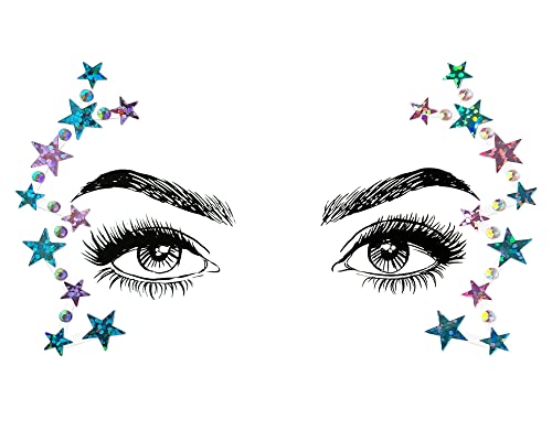 Shineyes 6 Pcs Music Festival Face Jewels, Rhinestone Rave Face Gems Glitter,Crystal Birthday Party Festival Face Sticker, Eyes Face Body Temporary Tattoos For Festival Party #TOP5