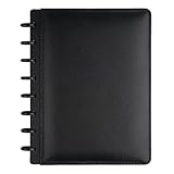 TUL Custom Note-Taking System Discbound Notebook, Junior Size, Leather Cover, Black