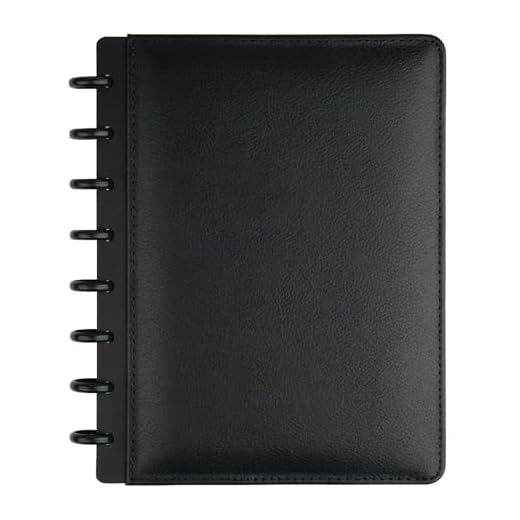 TUL Custom Note-Taking System Discbound Notebook, Junior Size, Leather Cover, Black