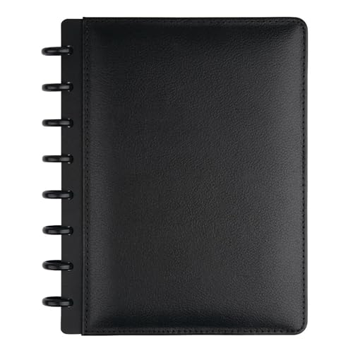 TUL Custom Note-Taking System Discbound Notebook Junior Size Leather Cover Black