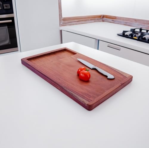 Image of Hutson Sheesham Wood Cutting Board 16 Inch Prep Board with Bowl Slot - Reversible Wooden Chopping Board