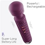 Bed geek Massage de la baguette sans fil portable – Imperméable, USB Remboursable, 20 Modèles de vibration, 8 Vitesses, Mémoire, Silicone Skin-Soft pour Outil Ultime de Relaxation (Purple)