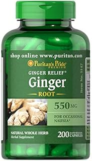 Puritans Pride Ginger Root, Supports Digestive Health*, 550 Mg, 200 Rapid Release Capsules