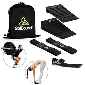 Squat Wedge Block 8 PC Set – Adjustable Slant Board for Weight Lifting – Stretching Equipment for Hamstring, Calf, Foot, Ankle, Achilles and More – Elevated Heel Design with Incline for Exercise Black