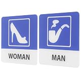 2 Stück Acryl Toilettenschilder Damen und Herren Blau für Büro