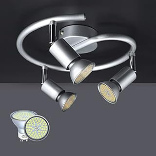 HiBay LED Ceiling Light Fitting Rotatable 3X 6W GU10 Ceilings Spots Spiral Pendant Spotlight Chrome Kitchen Spotbars Lightbulbs Cool White