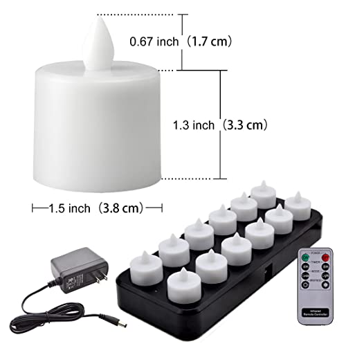 Telosma Inductive Rechargeable Led Tealight Candles Flameless With Timer Remote, Set Of 12 Amber Yellow Light #TOP3