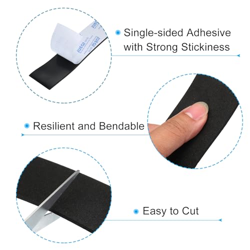 Image of PATIKIL 2 inch W x 1 /8 inch T x 16.4Ft EVA Single Sided Foam Tape, 3Pcs Multipurpose Sealing Strip Foam Waterproof Weather Stripping Foam Sealing Foam Strips with Adhesive for Door, Black