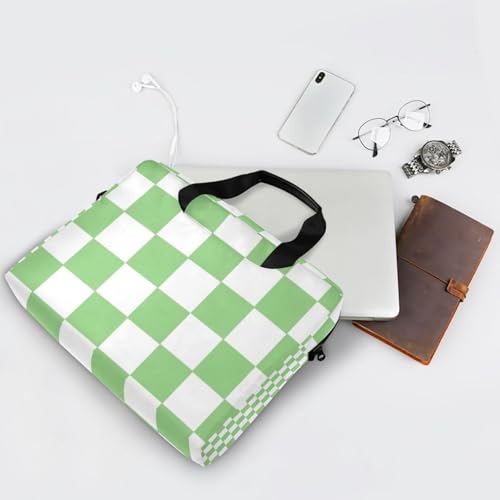 Funda para portátil 15.6 pulgadas con asa y correa verde y blanco miniatura 7