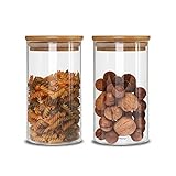 IDEALUX Glass Storage Jars Set of 2(25oz/750ml) with Airtight Seal Bamboo Lid Stackable Kitchen...