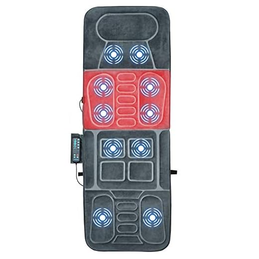 Giantex Full Body Massage Mat with Heat, Back Massage Chair Pad with 10 Vibration Motors, Auto Shut Off, Heated Massage Mattress Pad for Back Pain Relief