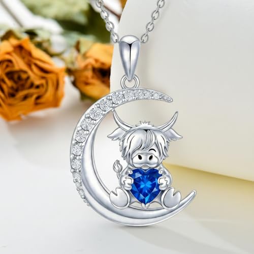 Image of PROESS Animal Birthstone Necklace 925 Sterling Silver Otter /Axolotl /Hippo /Elephant /Dachshund /Monkey /Red Panda Pendant Necklace Animal Birthstone Jewelry Gifts for Women