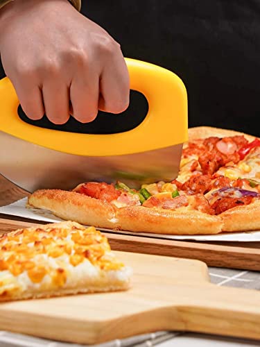 Image of P-Plus International Pizza Cutter and Serving Turner - Pizza Serving Turner - Pizza Cutter Tool - Pizza Spatula - Pizza Cutter Wheel (Set of 2)