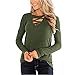 Blusas de Manga Larga para Mujer Camiseta de Verano con Cuello en V Frente Cruzado Blusas Casuales Sueltas Camiseta Blusa Manga Larga Camiseta para Mujer Cruzado Jersey Informal Blusas Camisas