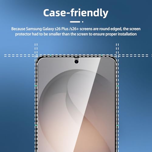 Image of NEW'C 3 Pack Designed for Samsung Galaxy S26 Plus / S26+ Screen Protector, Tempered Glass,Case Friendly Scratch-proof, Bubble Free, Ultra Resistant
