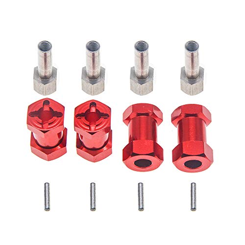 4Pcs 12mm Wheel Hex Hub 20mm Extension Adaptor Longer Combiner Coupler for 1/10 RC Crawler Scx10 D90(Red