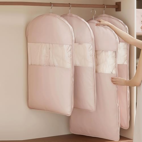 Space-Saving Hanging Garment Bag for Travel & Closet Storage, Waterproof Zippered 3 Sizes (L/M/S) with Quick-Compression, Eco-Friendly Suits Dresses Coats Storage (brown, S)2