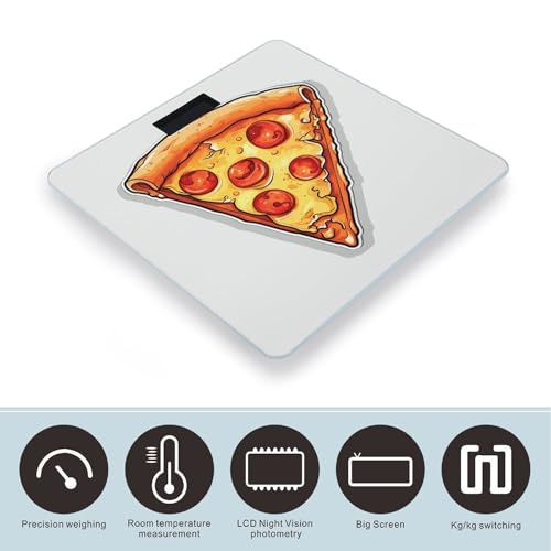 Báscula digital de baño Cartoon Pizza con plataforma amplia miniatura 3