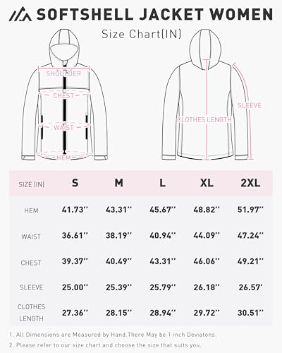 USHARESPORTS Jaqueta feminina softshell leve forrada com lã para chuva, impermeável, com capuz para