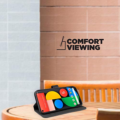 For Google Pixel 5 Case Flip Leather Wallet Book ID Card Holder Shockproof Protective Stand View Phone Cover For Google Pixel 5 (BLACK) - Image 7