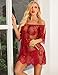 Avidlove Women Chemises Lace Smock Lingerie Mini Babydoll Boudoir Lingeries Dark Red