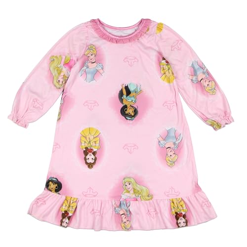 Disney Princess Nightgown Toddler Girl's Long-Sleeve Granny Gown Princess Portrait Loungewear Pajama Sleep Dress (2T) Pink