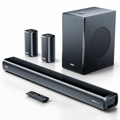 Image of Mivi Fort H750 Soundbar Dolby Audio[] Home Theatre -750W | 5.1 Channel | 3 in-Build Speakers | 2 Satellite Speakers | 1 Sub-woofer | Multiple EQ & Input Modes | Made in India Sound bar