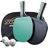 Senston 卓球セット 卓球ラケット 2本、ポータブルバッグ1個 、ピンポン球3個 つ 初心者 中高級プレイヤーのトレーニング、試合