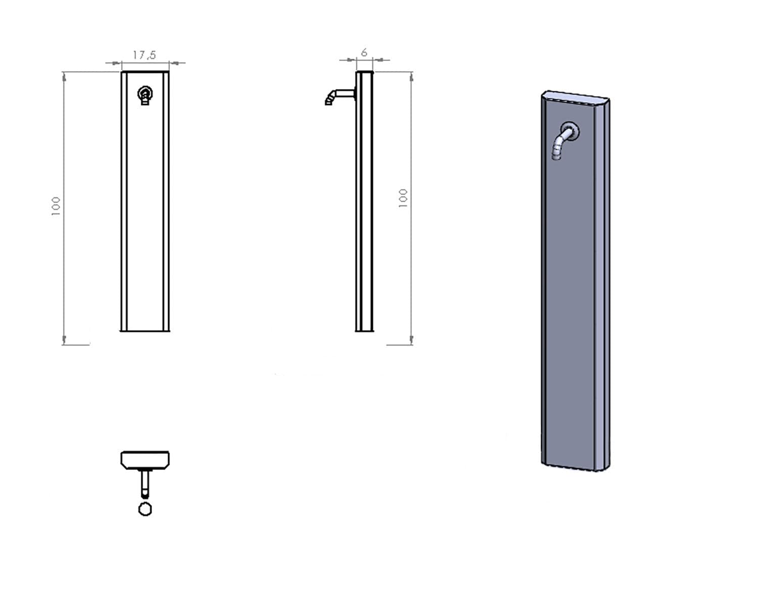 Fontana da Giardino Design a Colonna Ovale Rubinetto in Ottone Senza Base Corten