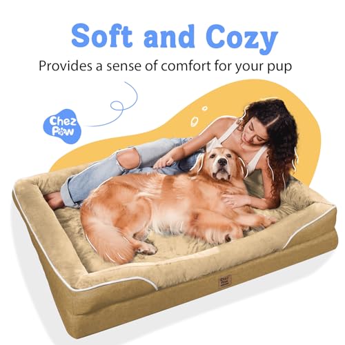 Image of Orthopedic Waterproof Dog Bed for Medium and Large Dogs | Egg Crate Foam, 4-Sided Bolster Support, Waterproof Liner, Non-Slip Bottom, Removable Bolster Cover, 36 x 27 Inch