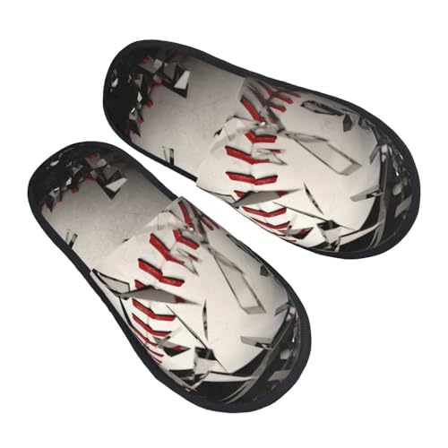 Baseball Breaking Glass Print Women Slippers Home Furry Shoes Keep Men Couples Shoes Warm For Women-2
