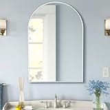 White Arched Wall Mirror, Arch Bathroom Mirror 20 x 30 Inches Wall Mounted Mirror for Bathroom, Bedroom, Entryway(20x30 inch, White)